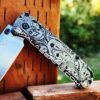 Paisley Leaf - Benchmade Bugout TI - Deep Laser Engraved Titanium Scales - Flytanium Gear *Scales Only*
