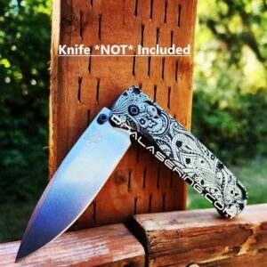 Paisley Leaf - Benchmade Bugout TI - Deep Laser Engraved Titanium Scales - Flytanium Gear *Scales Only*