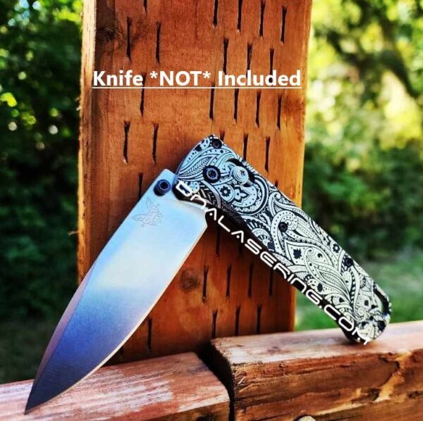 Paisley Leaf - Benchmade Bugout TI - Deep Laser Engraved Titanium Scales - Flytanium Gear *Scales Only*