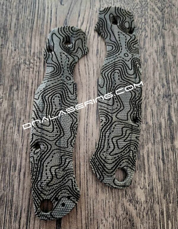 Spyderco PM2 Lotus - Topographic - Engraved Black Canvas Micarta Knife Scales - EDC Gear - Knife & Hardware Optional