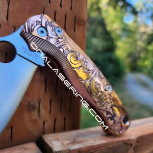 Spyderco PM2 Lotus - Leaf Scroll - NEW Relief Engraving Style - Deep Laser Engraved - Copper Knife Scales - EDC Gear *Knife Install Optional*
