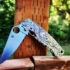 Paisley Leaf - Spyderco PM2 TI - Fiber Laser Deep Engraved - Double Ano Titanium Knife Scales - Flytanium - Knife & Hardware Optional