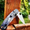 Spyderco PM2 TI - Death Warrior - Deep Engraved Titanium PM2 Knife Scales - EDC Gear - Knife & Hardware Optional
