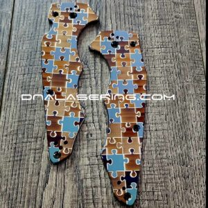 Puzzle Pieces - Annealed MOPA Colors - Spyderco YoJumbo - Laser Engraved - Titanium Scales - EDC Gear *Scales/Handles Only*