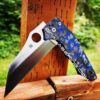 Spyderco YoJumbo - Blue Swirl - Carbon Fiber Knife Scales - EDC Gear