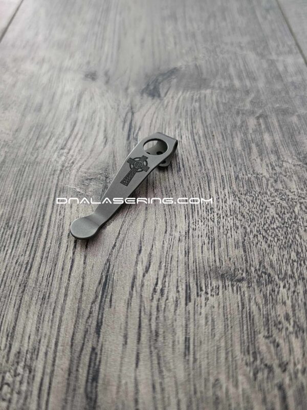 LynchNW Spyderco - Celtic Cross - Deep Laser Engraved Titanium - Deep Carry Pocket Clip - Blacksmith, Sandwash or Satin Finish