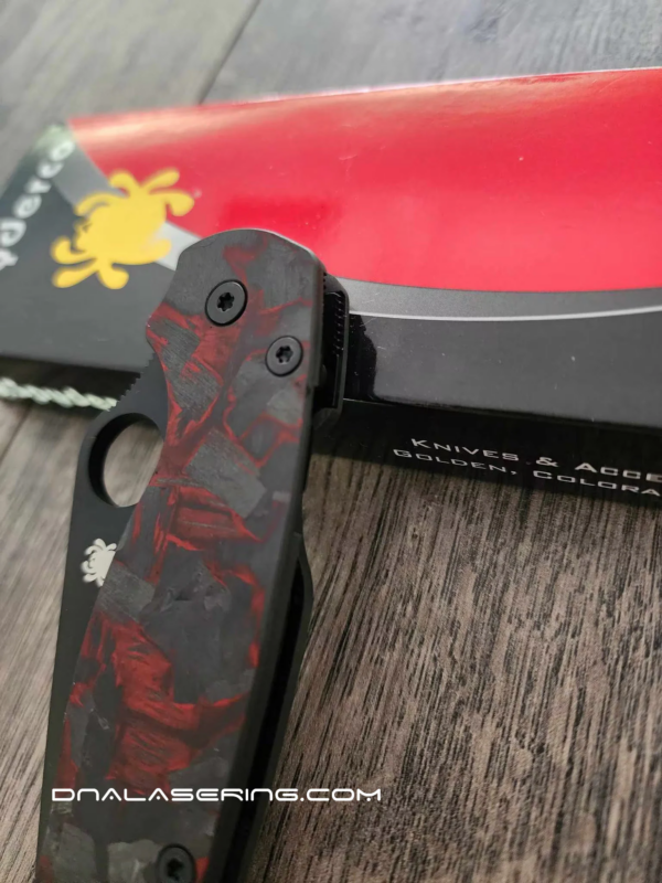 Spyderco PM2 – Red Shred – Carbon Fiber Paramilitary 2 Knife Scales – EDC Gear - Optional Hardware & Knife Install