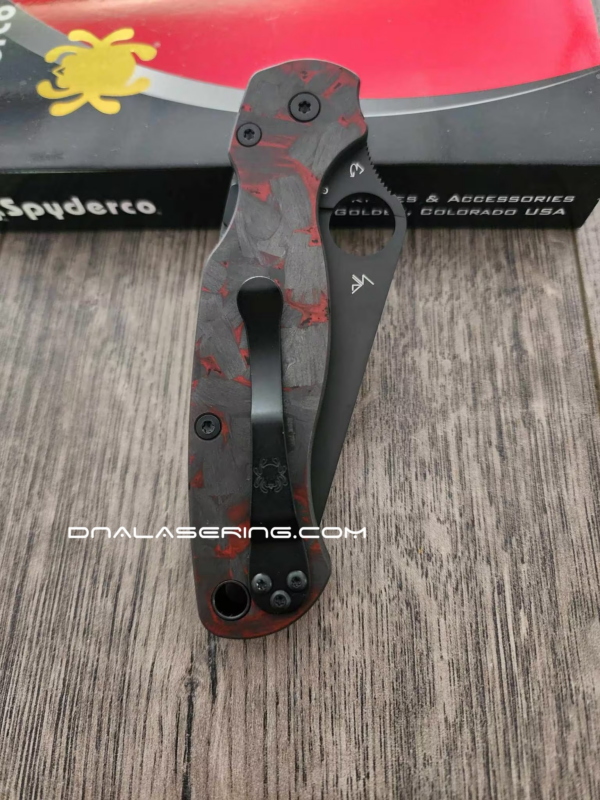 Spyderco PM2 – Red Shred – Carbon Fiber Paramilitary 2 Knife Scales – EDC Gear - Optional Hardware & Knife Install