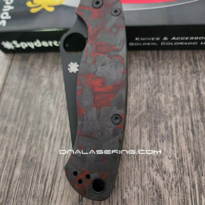 Spyderco PM2 – Red Shred – Carbon Fiber Paramilitary 2 Knife Scales – EDC Gear - Optional Hardware & Knife Install