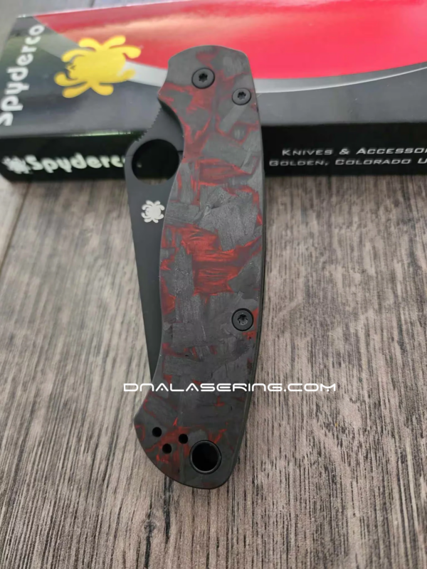 Spyderco PM2 – Red Shred – Carbon Fiber Paramilitary 2 Knife Scales – EDC Gear - Optional Hardware & Knife Install