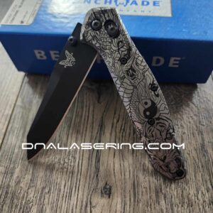 Benchmade 940 Osborne – Dragon Tiger Yin-Yang – Deep Laser Engraved Titanium Scales – EDC Gear *Scales Only*