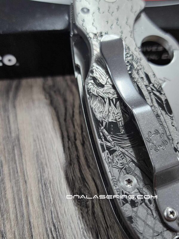 Spyderco PM3 TI - Predator - Deep Laser Engraved Titanium Para 3 Knife Scales - EDC Gear - Hardware & Knife Install Options