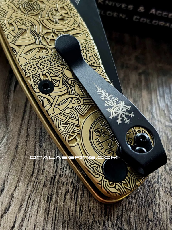 Spyderco PM2 - Viking Runes - NEW Relief Engraving Style - Deep Laser Engraved - PM2 Brass Knife Scales - EDC Gear *Knife Install Optional*