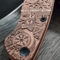 Spyderco PM2 - Viking Runes - NEW Relief Engraving Style - Deep Laser Engraved - Copper Knife Scales - EDC Gear - Knife & Hardware Optional - Image 3