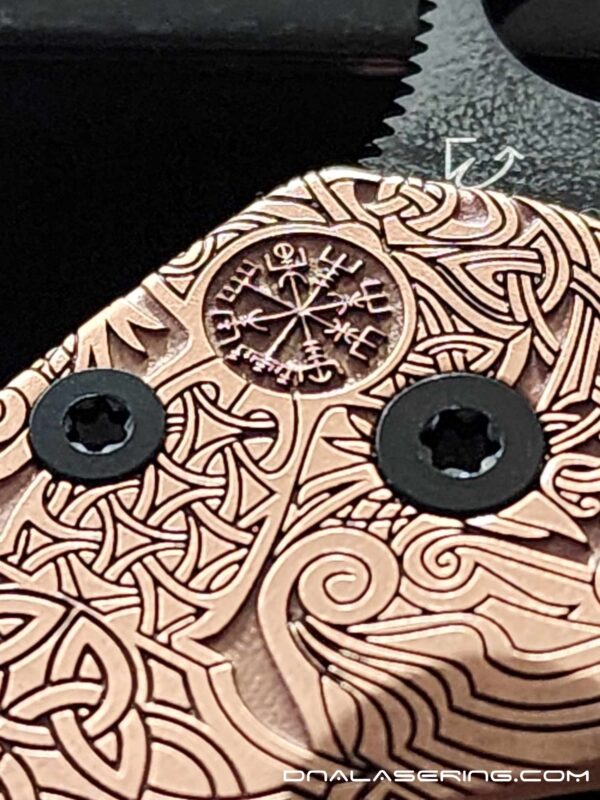 Spyderco PM2 - Viking Runes - NEW Relief Engraving Style - Deep Laser Engraved - Copper Knife Scales - EDC Gear - Knife & Hardware Optional