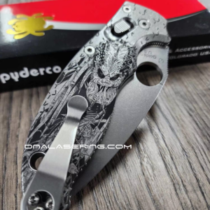 Spyderco Manix 2 - Predator - Deep Fiber Laser Engraved Titanium Scales - Flytanium Gear *Knife Install Optional*