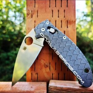 Spyderco Manix 2 - Seigaiha - Japanese Waves - Deep Fiber Laser Engraved Titanium Scales - Flytanium Gear *Knife Install Optional*