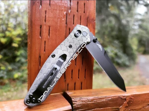 Benchmade 940 Osborne - Seigaiha Waves - Deep Laser Engraved Titanium Scales - EDC Gear *Scales Only*