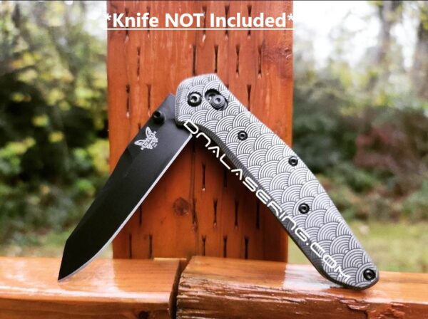 Benchmade 940 Osborne - Seigaiha Waves - Deep Laser Engraved Titanium Scales - EDC Gear *Scales Only*