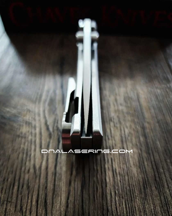 Chaves Knives - Relief Engraved RCK9 - Samurai Devil Mask Theme - Titanium - M390 Steel - COMPLETE KNIFE - Extra clip - New in box