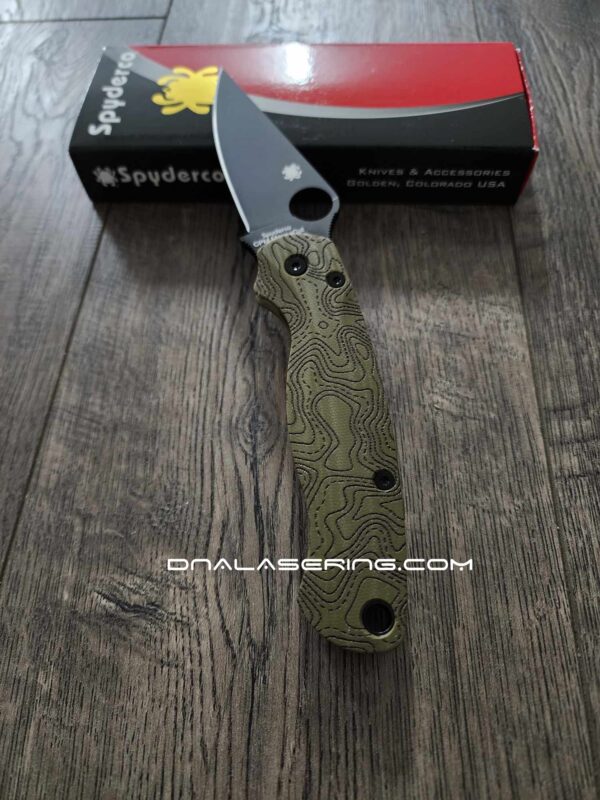 Spyderco PM2 MagnaCut - OD Green Engraved Topographic Scales - CPM MagnaCut DLC Blade - Complete Knife - EDC Gear