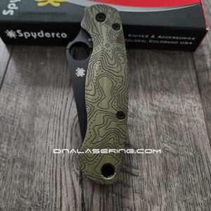 Spyderco PM2 MagnaCut - OD Green Engraved Topographic Scales - CPM MagnaCut DLC Blade - Complete Knife - EDC Gear
