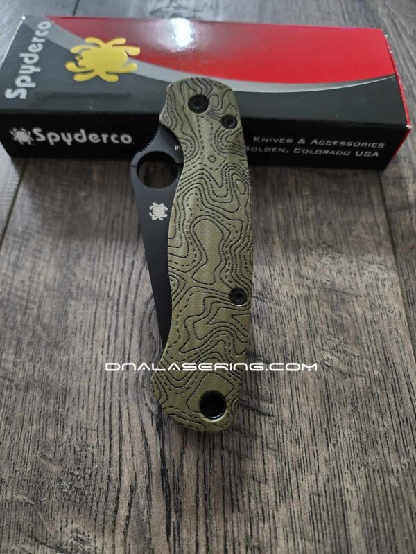 Spyderco PM2 MagnaCut - OD Green Engraved Topographic Scales - CPM MagnaCut DLC Blade - Complete Knife - EDC Gear