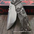 Chaves Knives - Relief Engraved Redencion 229 Kickstop - Davy Jones Pirate Skull 2.0 - Titanium Scales - M390 Steel - COMPLETE KNIFE - Extra clip - New in box