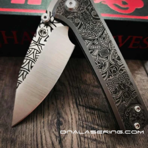 Chaves Knives - Relief Engraved Scapegoat - Viking Runes - Titanium Scales - M390 Steel - COMPLETE KNIFE - Extra clip - New in box