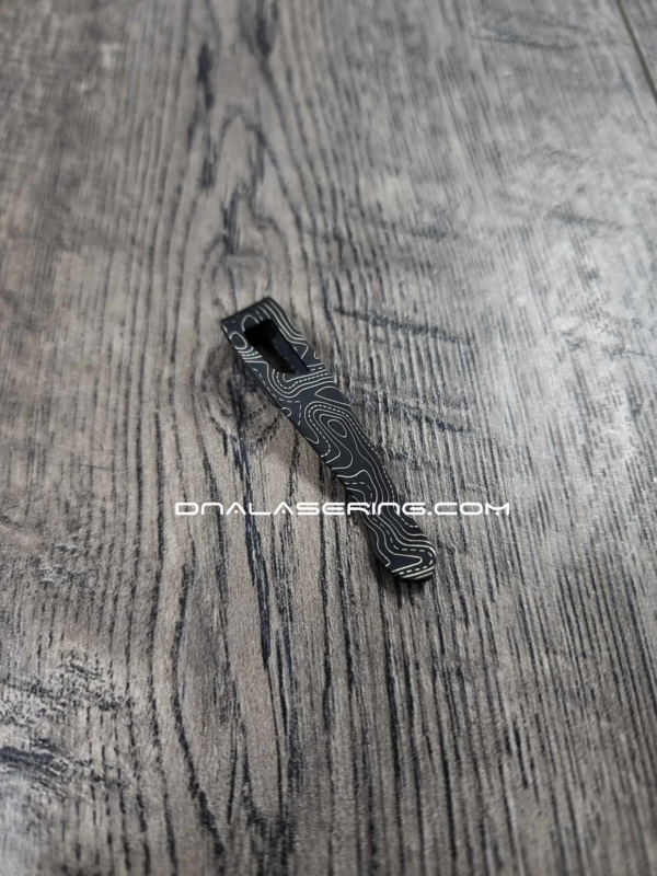 LynchNW Microtech MSI Clip - Topographic Map - Deep Laser Engraved Titanium - Deep Carry Pocket Clip - Blacksmith or Satin Finish - Made in USA