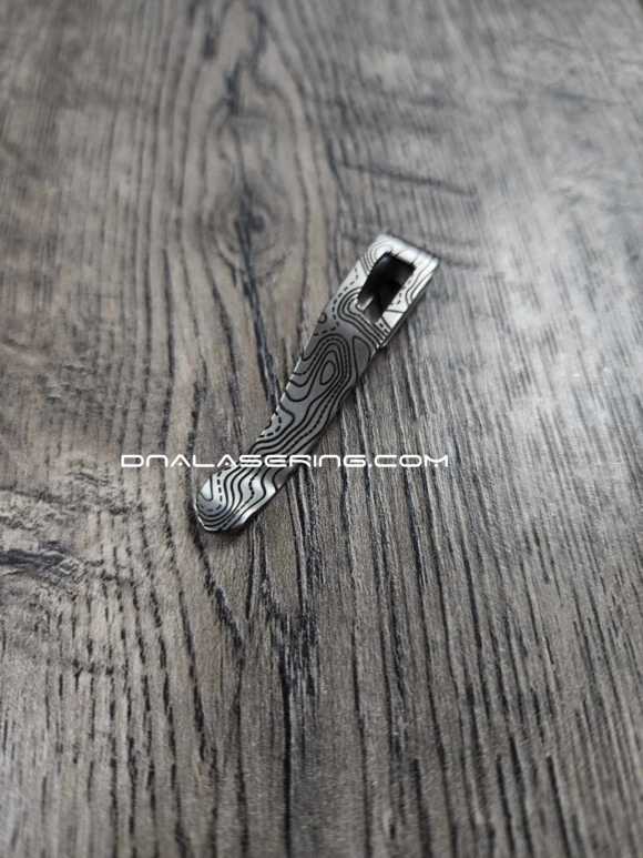 LynchNW Microtech MSI Clip - Topographic Map - Deep Laser Engraved Titanium - Deep Carry Pocket Clip - Blacksmith or Satin Finish - Made in USA - Image 2
