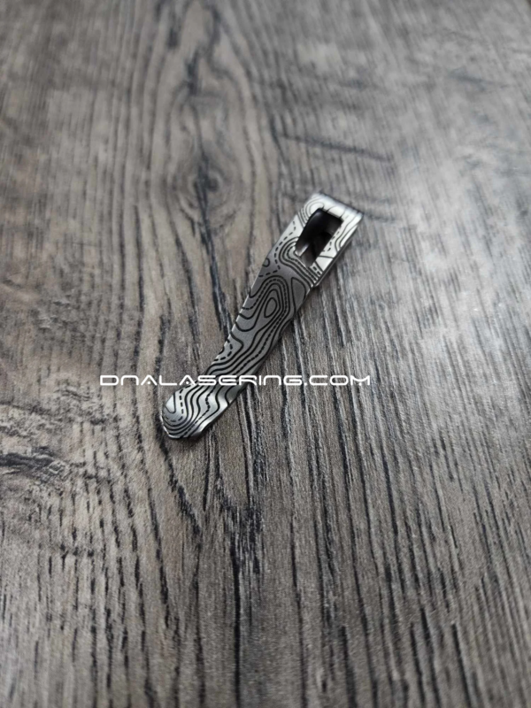 LynchNW Microtech MSI Clip - Topographic Map - Deep Laser Engraved Titanium - Deep Carry Pocket Clip - Blacksmith or Satin Finish - Made in USA