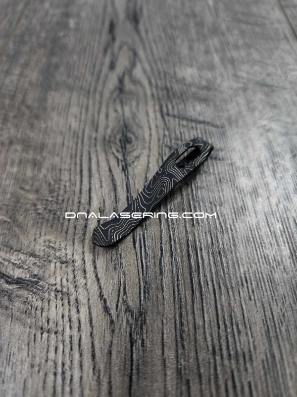 LynchNW Protech Clip - Topographic Map - Deep Laser Engraved Titanium - Deep Carry Pocket Clip - Bkacsmith or Stonewash Finish - Made in USA