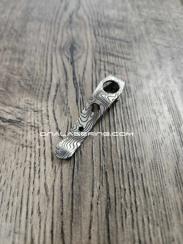 LynchNW Spyderco Smock Clip - Topographic Map - Deep Laser Engraved Titanium - Deep Carry Pocket Clip - Blacksmith or Satin Finish - Made in USA