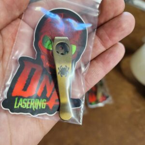 LynchNW Spyderco - " Spydie Logo" - Deep Laser Engraved Titanium - Deep Carry Pocket Knife Clip - Bronze Anodized Finish