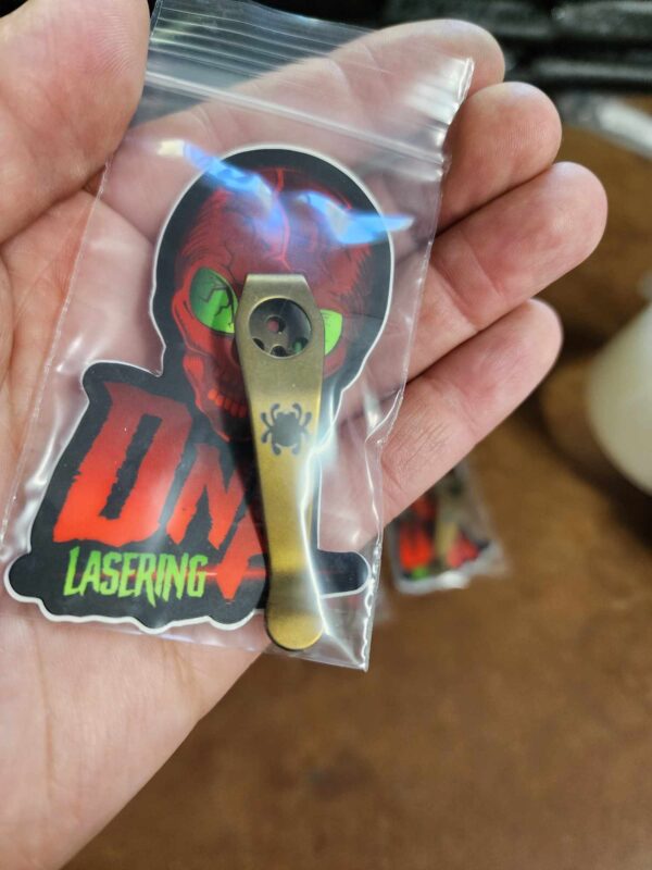 LynchNW Spyderco - " Spydie Logo" - Deep Laser Engraved Titanium - Deep Carry Pocket Knife Clip - Bronze Anodized Finish