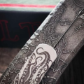 Chaves Knives - Relief Engraved Redencion 229 Kickstop - Davy Jones Pirate Skull 2.0 - Titanium Scales - M390 Steel - COMPLETE KNIFE - Extra clip - New in box - Image 2
