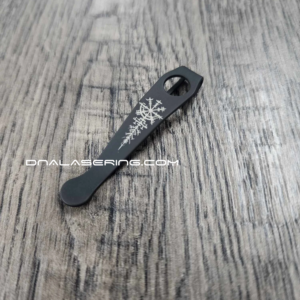 LynchNW Spyderco WIRE Clip – Viking Rune – Deep Laser Engraved Titanium – Deep Carry Pocket Clip – Blacksmith, Stonewash, or Satin Finish - Made in USA