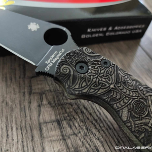 Spyderco PM2 MagnaCut - Green Canvas Micarta Engraved Viking Rune Scales - CPM MagnaCut DLC Blade - Complete Knife - EDC Gear