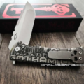 Chaves Knives - Relief Engraved Redencion 229 Kickstop - Batman / Gotham Theme - Titanium Scales - M390 Steel - COMPLETE KNIFE - Extra clip - New in box - Image 3