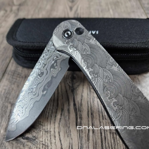 Civivi Elementum 2 Button Lock - "Great Waves" Titanium Scales - Damascus Blade - Optional Knife Install - EDC Gear