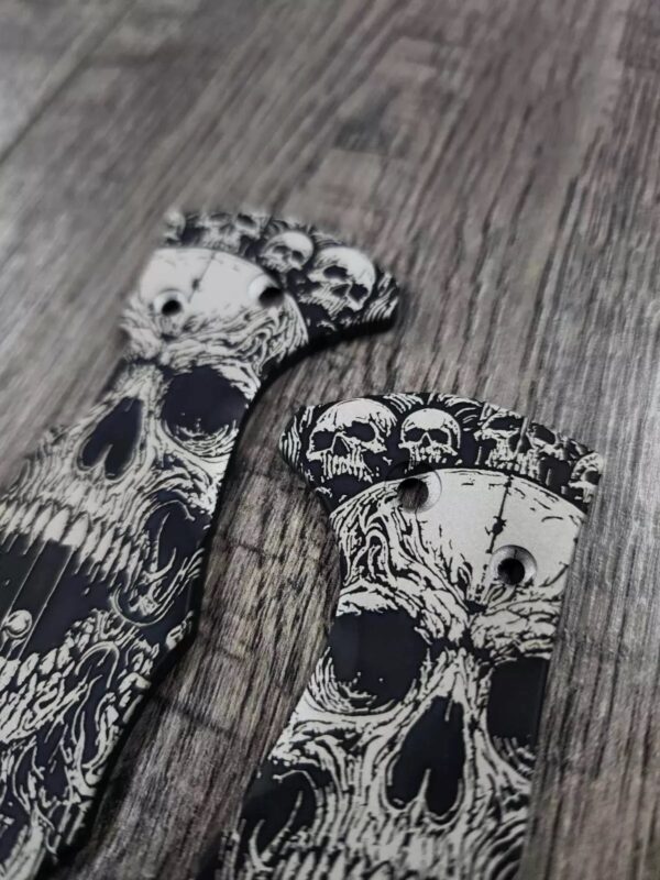 Spyderco Yojimbo 2 Black Blade - Death Portal Laser Engraved Black Titanium Scales - EDC Gear *COMPLETE KNIFE*