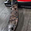Manix 2 Knife - AGED Copper Scales & Ball Cage - EDC - Relief Engraved Skull Pattern - COMPLETE Knife with LynchNW deep carry clip
