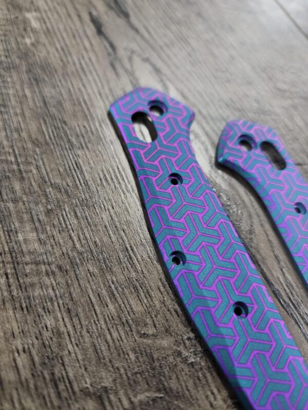 Benchmade 940 Osborne - Geometric Trio Anodized - Laser Engraved Titanium Scales - EDC Gear *Scales Only*