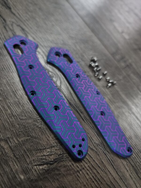 Benchmade 940 Osborne - Geometric Trio Anodized - Laser Engraved Titanium Scales - EDC Gear *Scales Only*