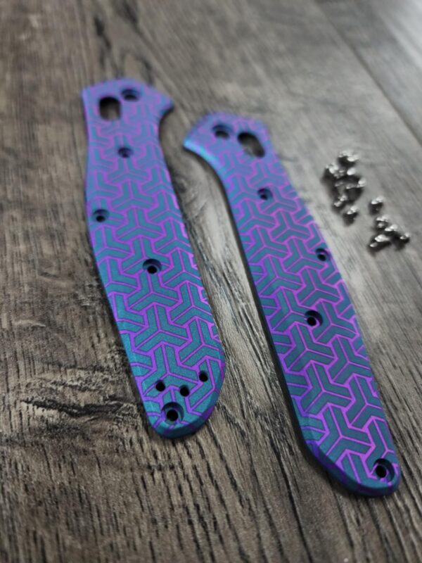 Benchmade 940 Osborne - Geometric Trio Anodized - Laser Engraved Titanium Scales - EDC Gear *Scales Only*