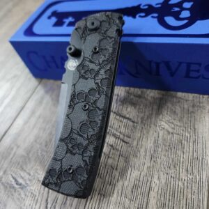Blacked out Chaves Redencion 229 Black Micarta Laser Engraved Skull Pattern COMPLETE KNIFE - Black ELMAX Blade - Drop Point & Tanto Options