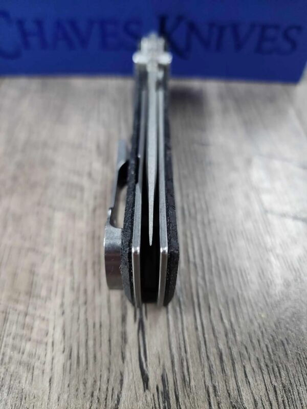 Chaves Redencion 229 - Black Micarta Laser Engraved Skull Pattern Scales - Engraved Skull Clip - COMPLETE KNIFE - 3.50" Satin ELMAX Blade - New In Box