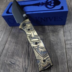Chaves Redencion 229 - AGED Devil Mask with Dragon Relief Laser Engraved Brass Scales - Knife Install Optional - 4 Blade Styles - New In Box