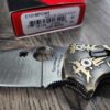 CRUWEAR Spyderco Manix 2 - Relief Engraved Viking/Runes Brass Scales - Complete Knife - Tritium Blue Glow Ball Cage - LynchNW Matching Engraved Deep Carry Clip & Lanyard Plug